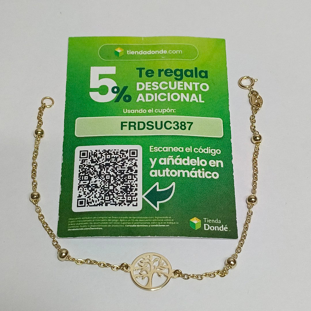 PULSERA TEJIDO ESPECIAL ARBOL 14K 18 CM 1.7 GR (NUEVO)