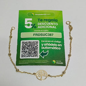 PULSERA TEJIDO ESPECIAL ARBOL 14K 18 CM 1.7 GR (NUEVO)