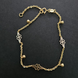 PULSERA ESPECIAL CON TREBOL 14K 18 CM 1.8 GR (NUEVO)