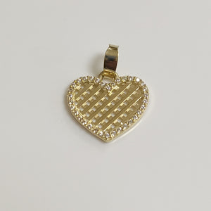 DIJE TEJIDO CORAZON CON CERCO DE CIRCONIAS 14K 1.1 GR (NUEVO)