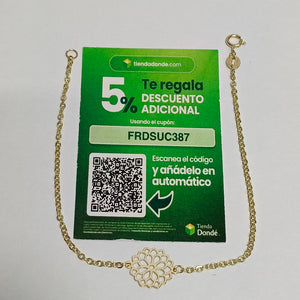 PULSERA TEJIDO ESPECIAL CON MANDALA 14K 18 CM 1.3 GR (NUEVO)
