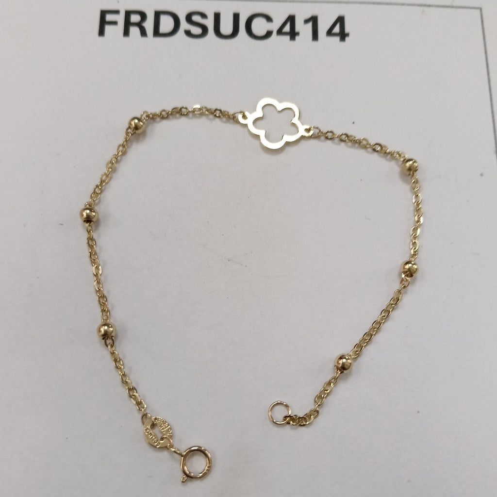 PULSERA TEJIDO ESPECIAL CON FLOR 14K 18 CM 1.6 GR (NUEVO)