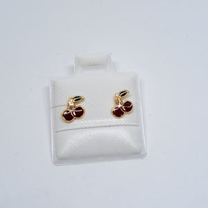BROQUELES BROQUE FIG CEREZA C ESMALTE 14K 0.2203 GR (NUEVO)
