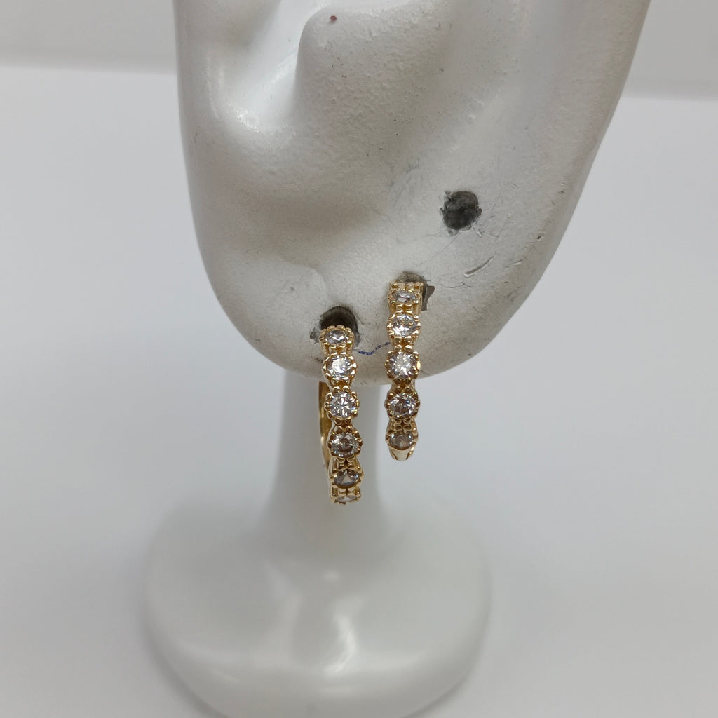 ARETES HUGGIES C CIRCONIAS 14K 2 GR (NUEVO)