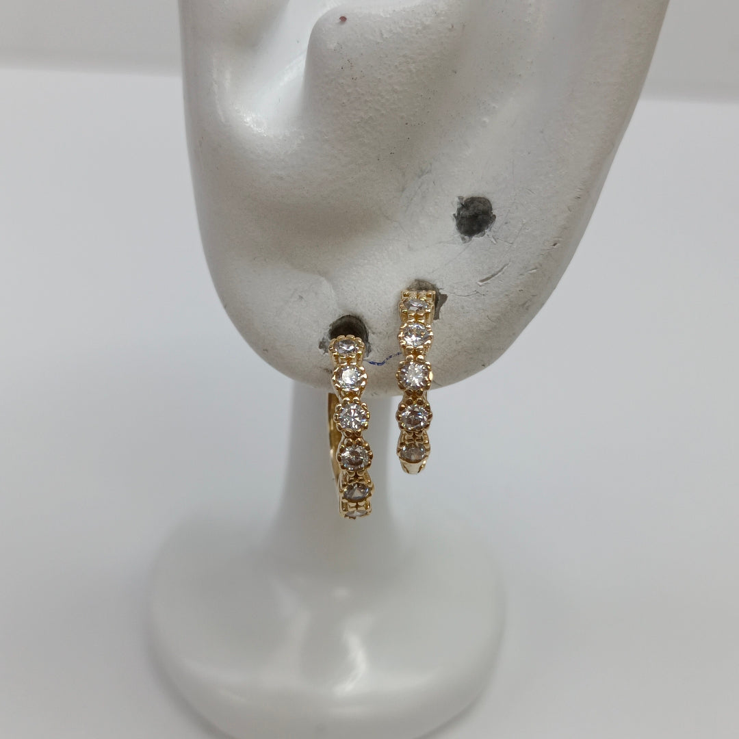 ARETES HUGGIES C CIRCONIAS 14K 2 GR (NUEVO)