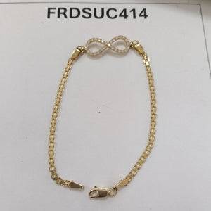 PULSERA TEJIDO ESPECIAL CON INFINITO Y CIRCONIAS 14K 18 CM 3.4 GR (NUEVO)