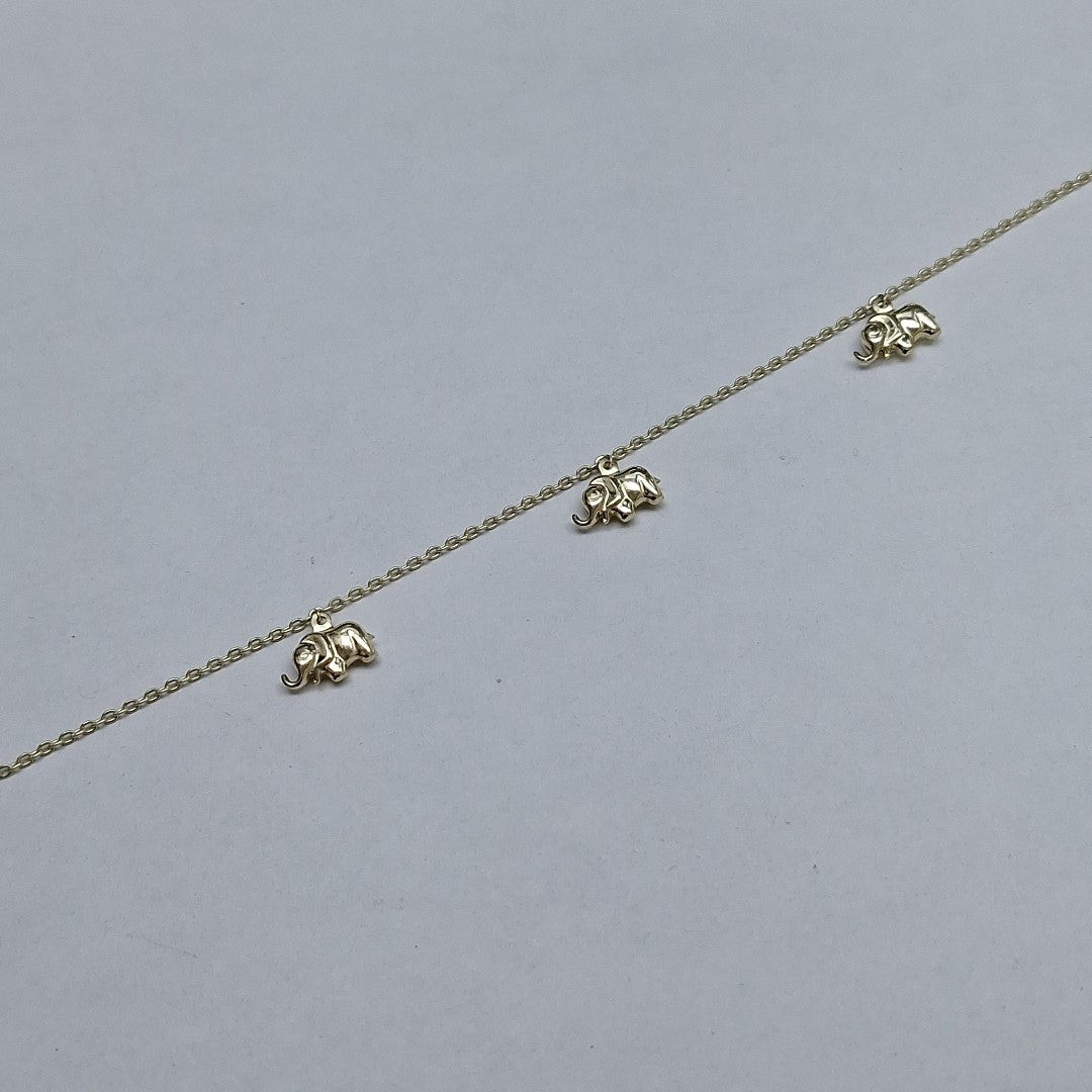 PULSERA ESPECIAL CON DIJES ELEFANTES 10K 18 CM 2.1 GR (NUEVO)
