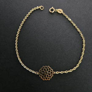 PULSERA TEJIDO ESPECIAL CON MANDALA 14K 18 CM 1.3 GR (NUEVO)