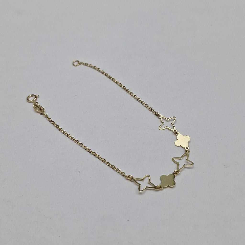 PULSERA TEJIDO ESP CON TREBOL 14K 18 CM 1.6 GR (NUEVO)