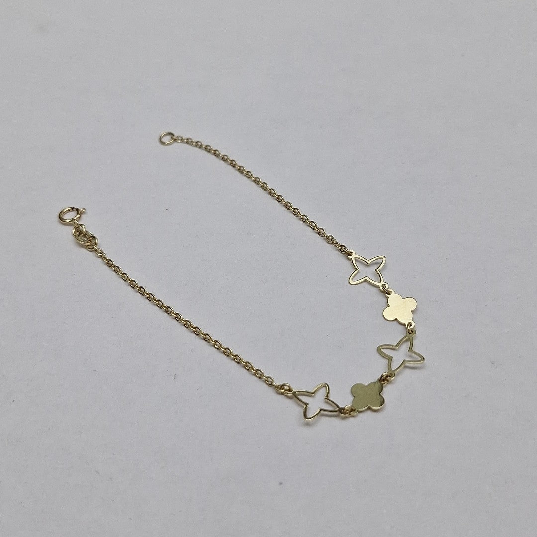 PULSERA TEJIDO ESP CON TREBOL 14K 18 CM 1.6 GR (NUEVO)