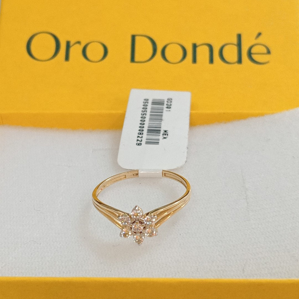ANILLO ANILLITO FLOR C CIRCONIAS 14K 8 TALLA 1.4 GR (NUEVO)