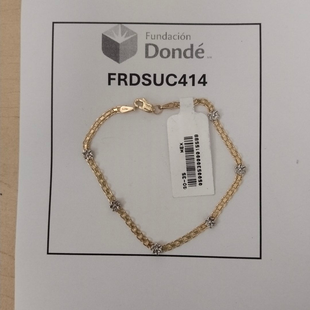 PULSERA ESPECIAL C FLORES 14K 18 CM 3 GR (NUEVO)
