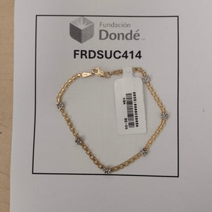 PULSERA ESPECIAL C FLORES 14K 18 CM 3 GR (NUEVO)