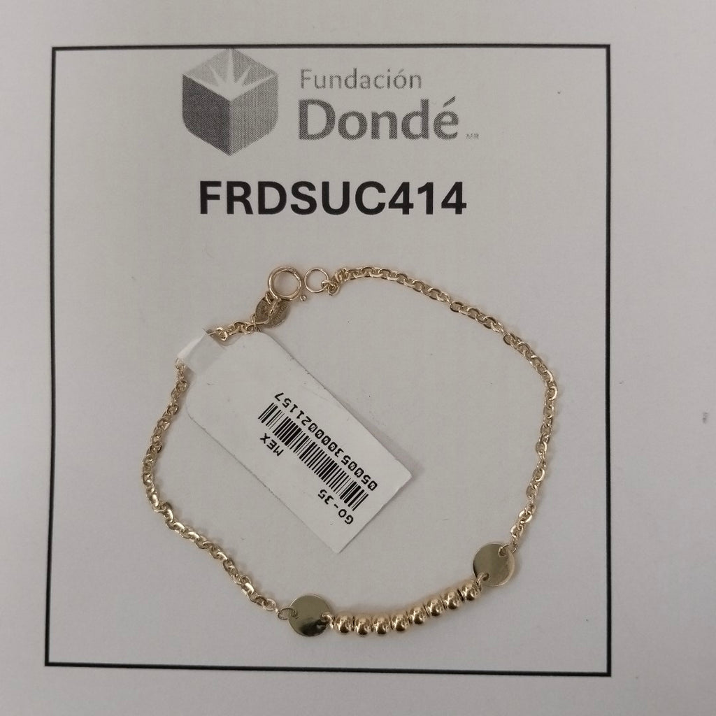 PULSERA TEJIDO ESPECIAL CON BOLITAS 14K 18 CM 1.8 GR (NUEVO)