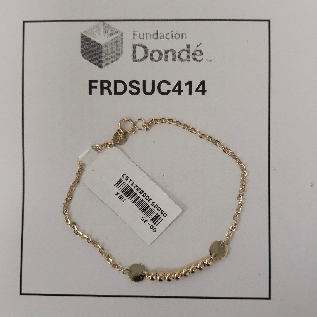 PULSERA TEJIDO ESPECIAL CON BOLITAS 14K 18 CM 1.8 GR (NUEVO)