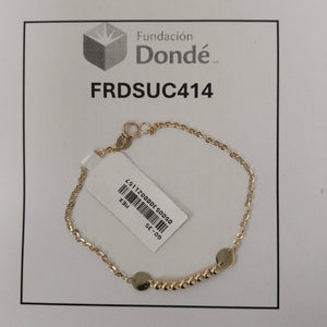 PULSERA TEJIDO ESPECIAL CON BOLITAS 14K 18 CM 1.8 GR (NUEVO)