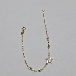 PULSERA ESPECIAL CON ESTRELLA Y CIRCONIAS 14K 18 CM 1.5 GR (NUEVO)
