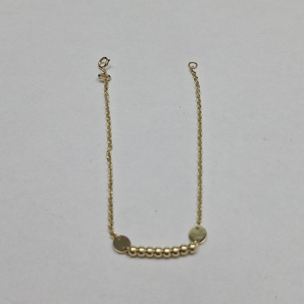 PULSERA TEJIDO ESPECIAL CON BOLITAS 14K 18 CM 1.7 GR (NUEVO)