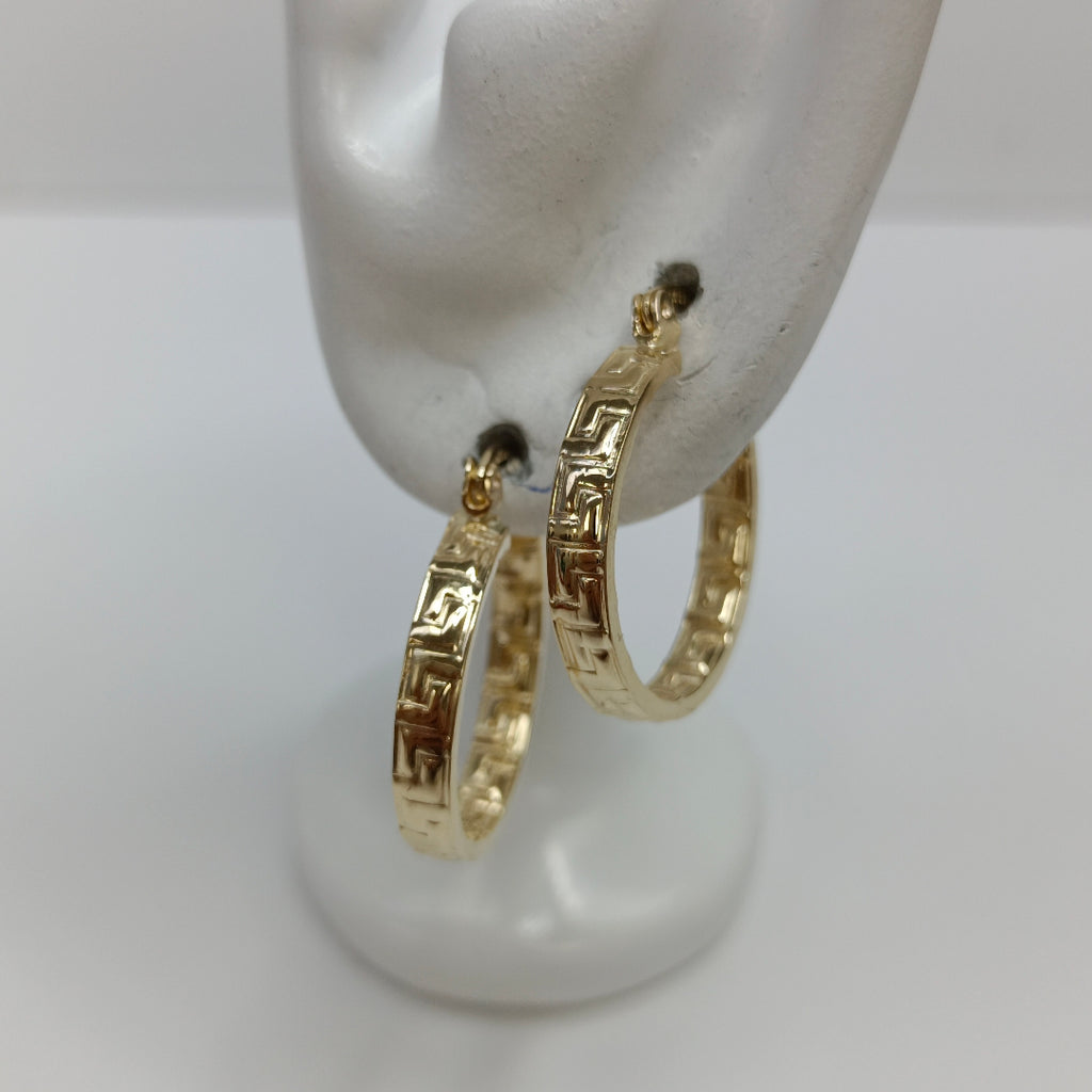 ARETES TEJIDO ARRACADAS TIPO GRECAS 14K 2.1 GR (NUEVO)
