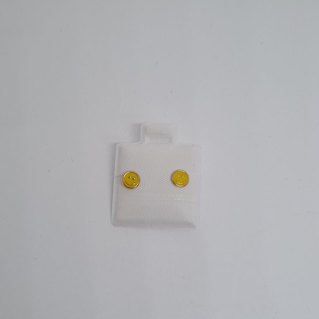 BROQUELES BROQUEL FIG SONRISA ESMALTE AMARILLO 14K 0.2074 GR (NUEVO)