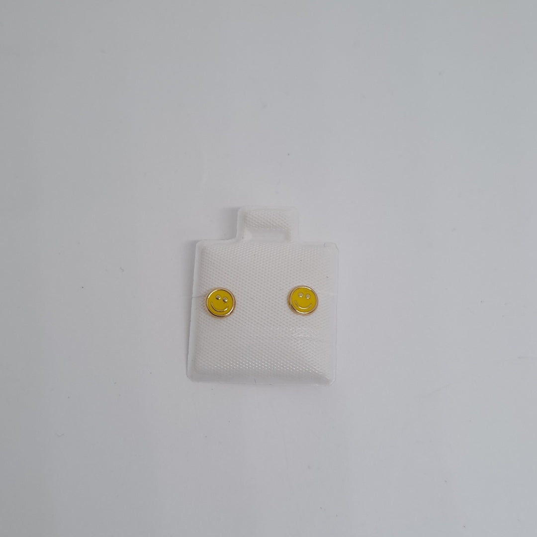 BROQUELES BROQUEL FIG SONRISA ESMALTE AMARILLO 14K 0.2074 GR (NUEVO)