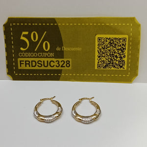 ARETES ARRACADAS HUECAS COMBINADAS 14K 2.6 GR (NUEVO)