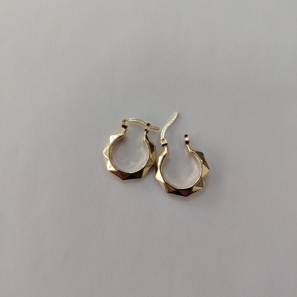 ARETES TEJIDO ARRACADAS FACETADAS 14K 1.8 GR (NUEVO)