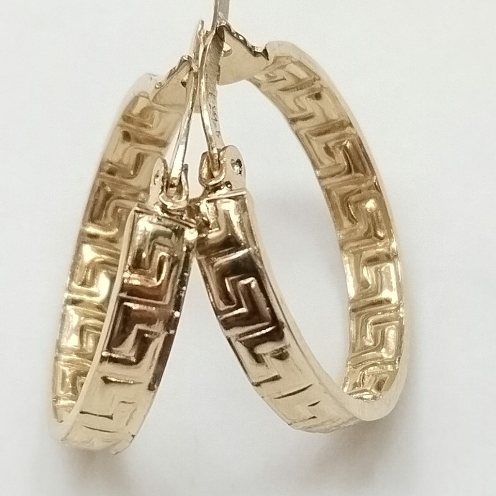 ARETES ARRACADA CON GRECAS 14K 2 GR (NUEVO)