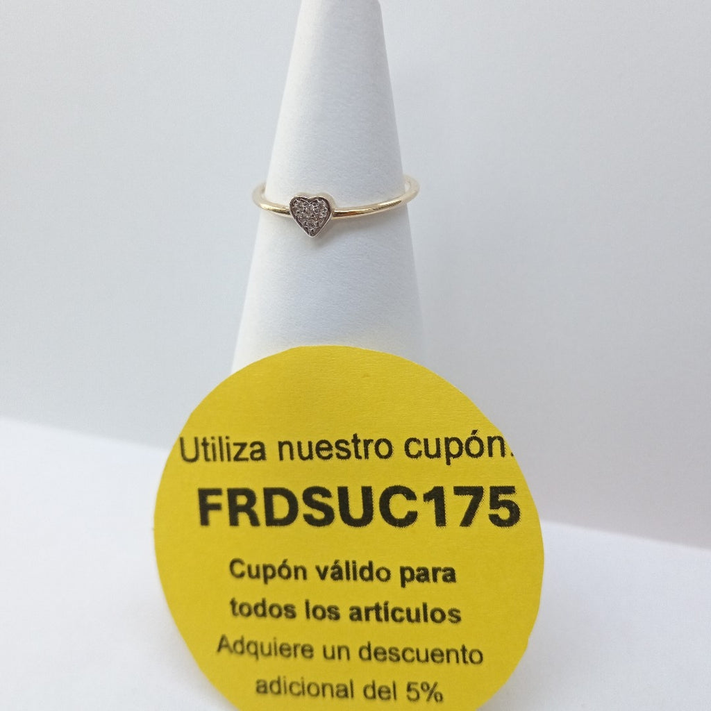 ANILLO ANILLITO CORAZON C CIRCONIA 14K 7 TALLA 0.8 GR (NUEVO)
