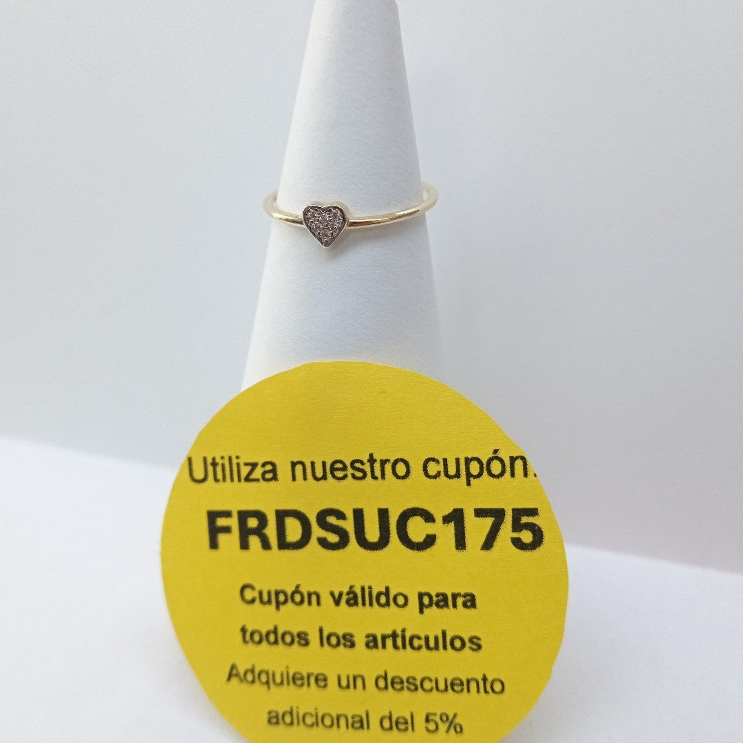 ANILLO ANILLITO CORAZON C CIRCONIA 14K 7 TALLA 0.8 GR (NUEVO)