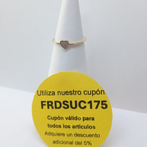 ANILLO ANILLITO CORAZON C CIRCONIA 14K 7 TALLA 0.8 GR (NUEVO)