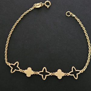 PULSERA TEJIDO ESP CON TREBOL 14K 18 CM 1.6 GR (NUEVO)