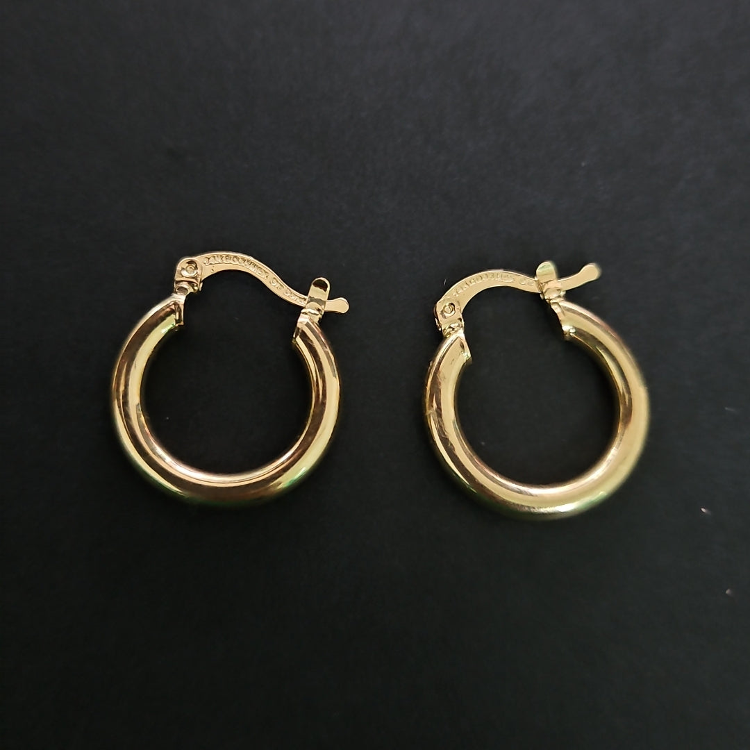 ARETES TEJIDO ARRACADAS LISAS 14K 1.6 GR (NUEVO)