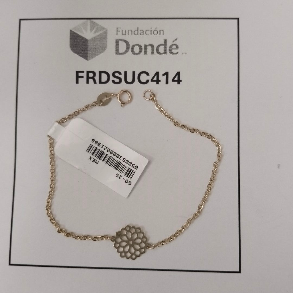 PULSERA TEJIDO ESPECIAL CON MANDALA 14K 18 CM 1.3 GR (NUEVO)