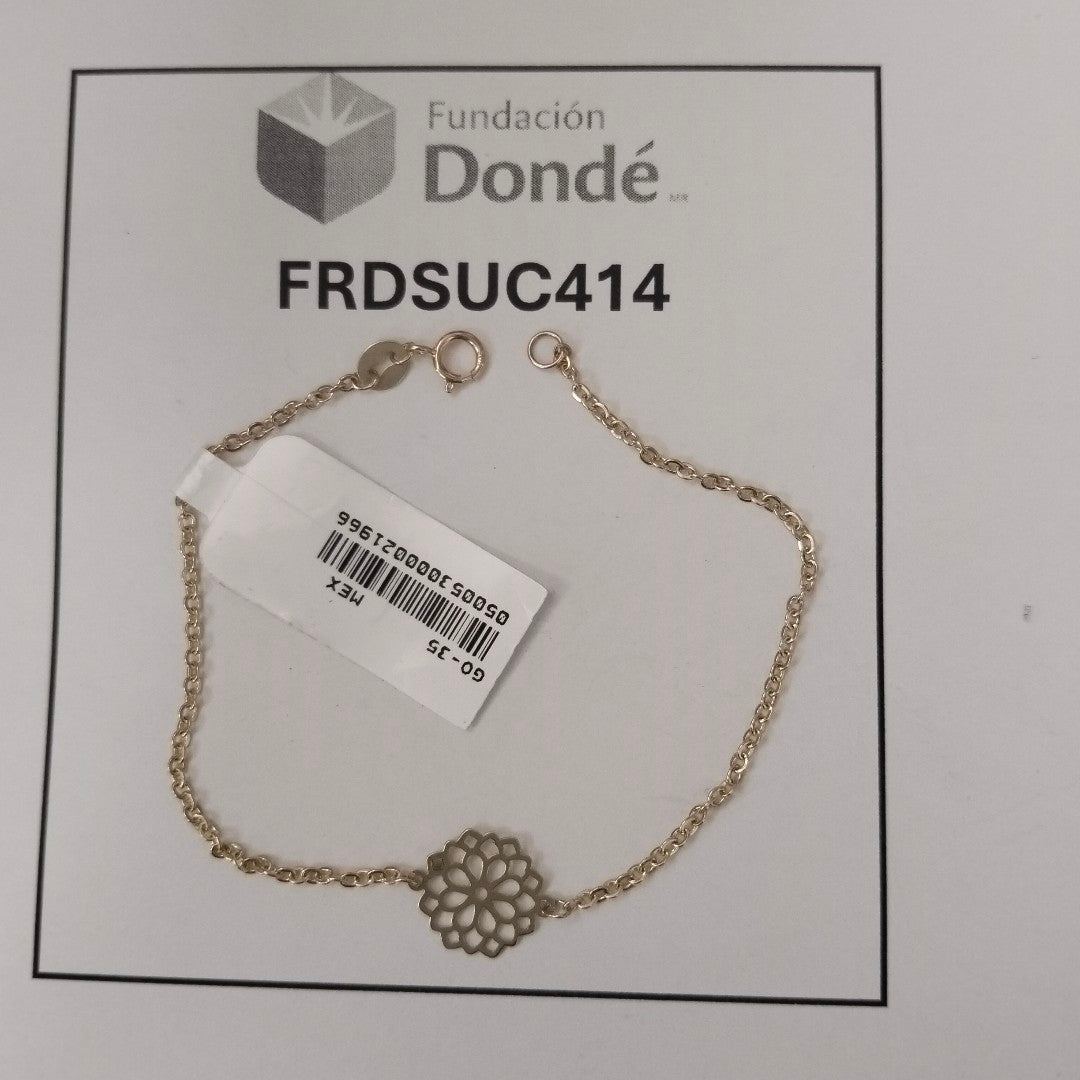 PULSERA TEJIDO ESPECIAL CON MANDALA 14K 18 CM 1.3 GR (NUEVO)