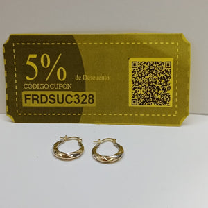 ARETES TEJIDO ARRACADA TRENZADA COMBINADA 14K 1.9 GR (NUEVO)