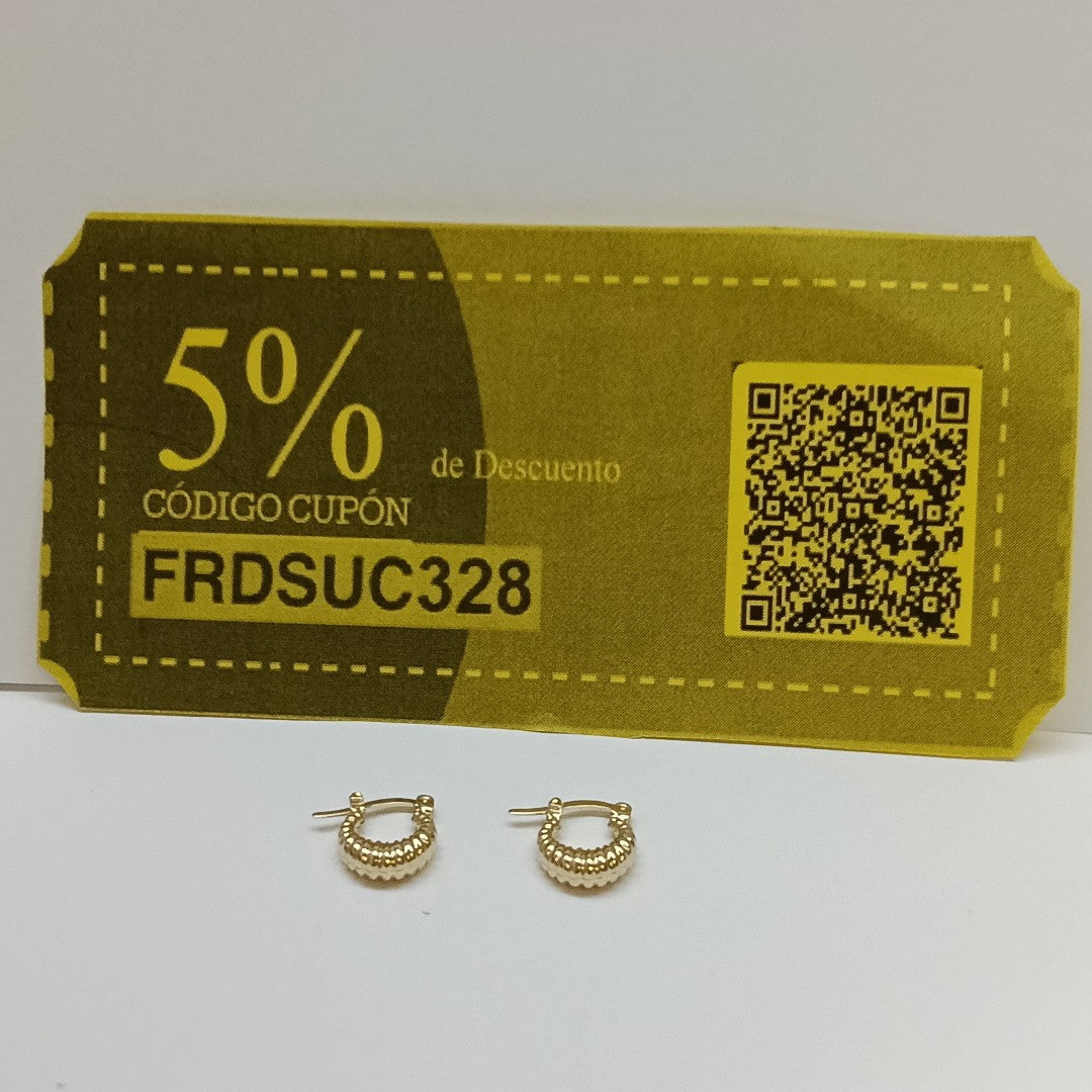 ARETES ARRACADA ESTRIADAS 14K 1.1 GR (NUEVO)