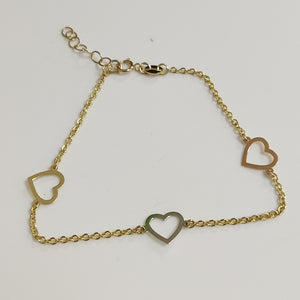 PULSERA ESPECIAL CON CORAZONES CONBINADOS 14K 18 CM 1.7 GR (NUEVO)