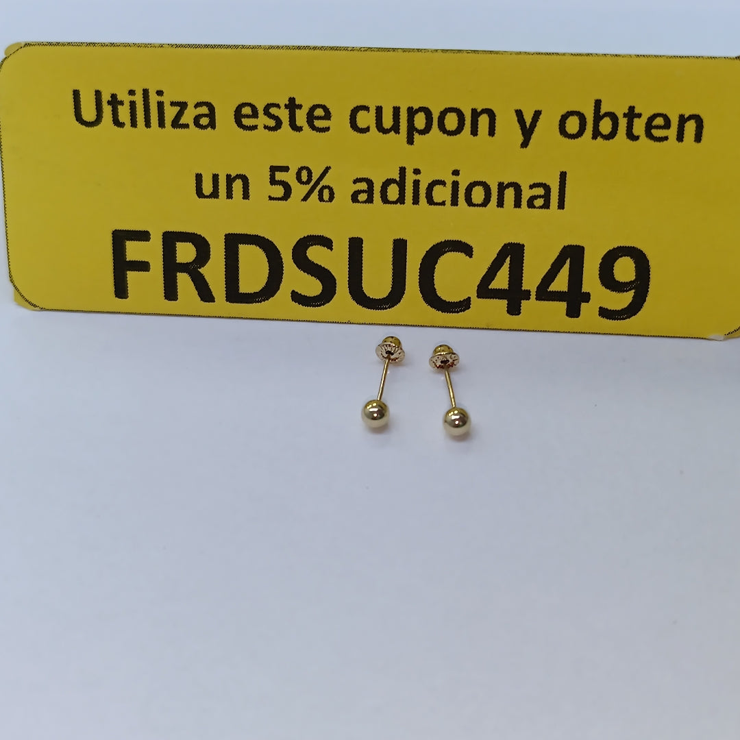 BROQUELES BROQUEL FIG ESFERA 14K 0.1408 GR (NUEVO)