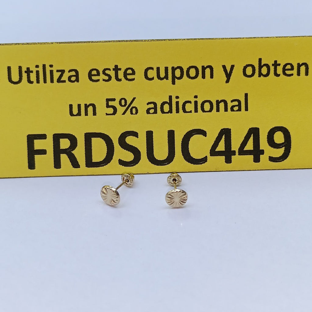 BROQUELES BROQUEL FIG BOTON RAYADO 14K 0.1577 GR (NUEVO)