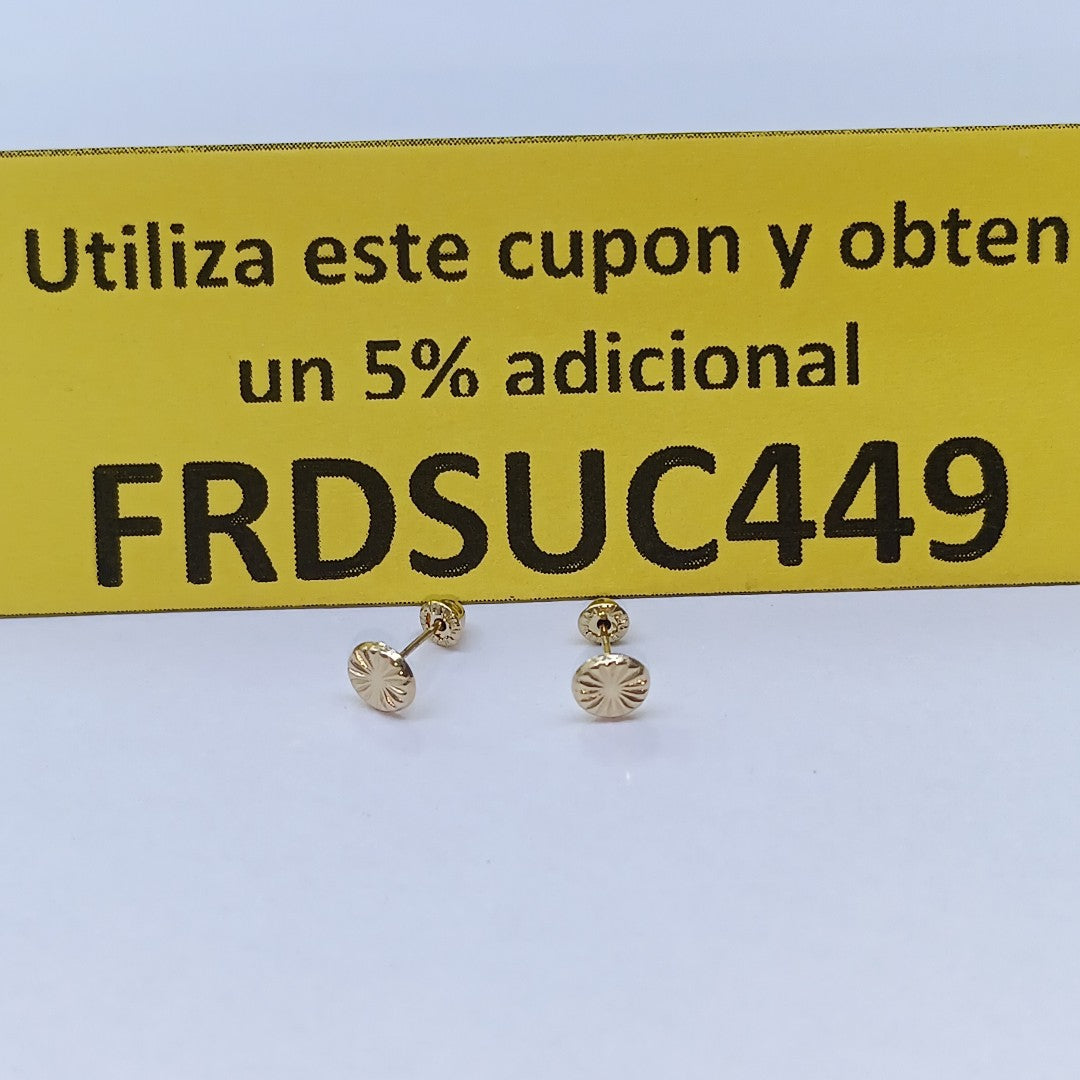BROQUELES BROQUEL FIG BOTON RAYADO 14K 0.1577 GR (NUEVO)