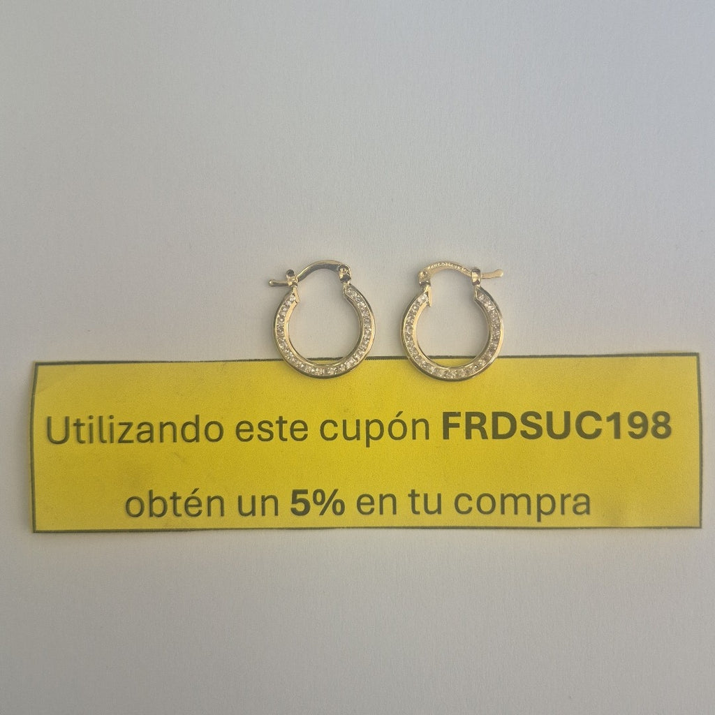 ARETES ARRACADAS CON CIRCONIAS 14K 2.4 GR (NUEVO)