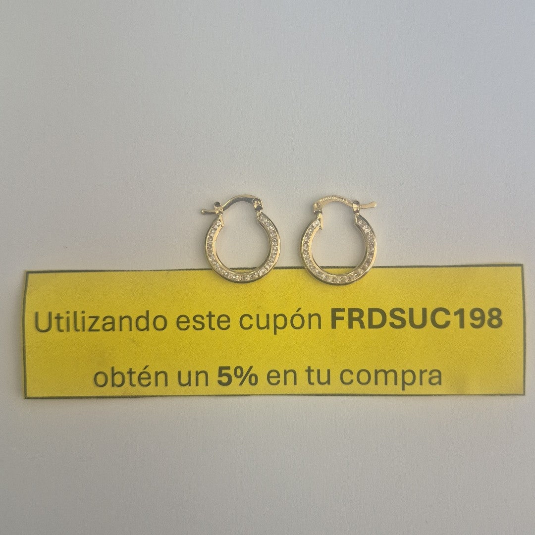 ARETES ARRACADAS CON CIRCONIAS 14K 2.4 GR (NUEVO)
