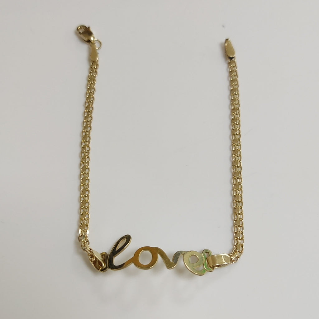 PULSERA ESCLAVA GRABADA LOVE 10K 18 CM 2.8 GR (NUEVO)