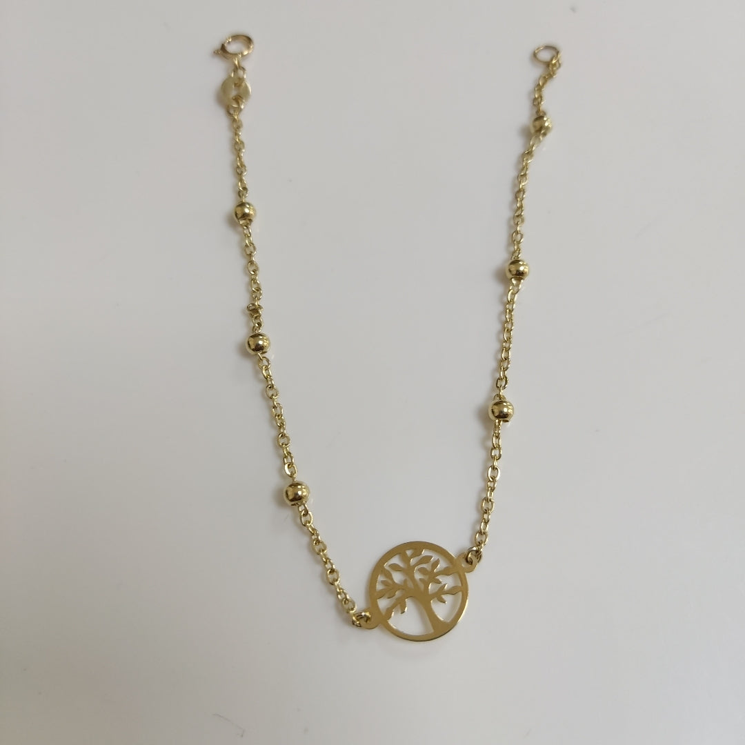 PULSERA TEJIDO ESPECIAL ARBOL 14K 18 CM 1.7 GR (NUEVO)