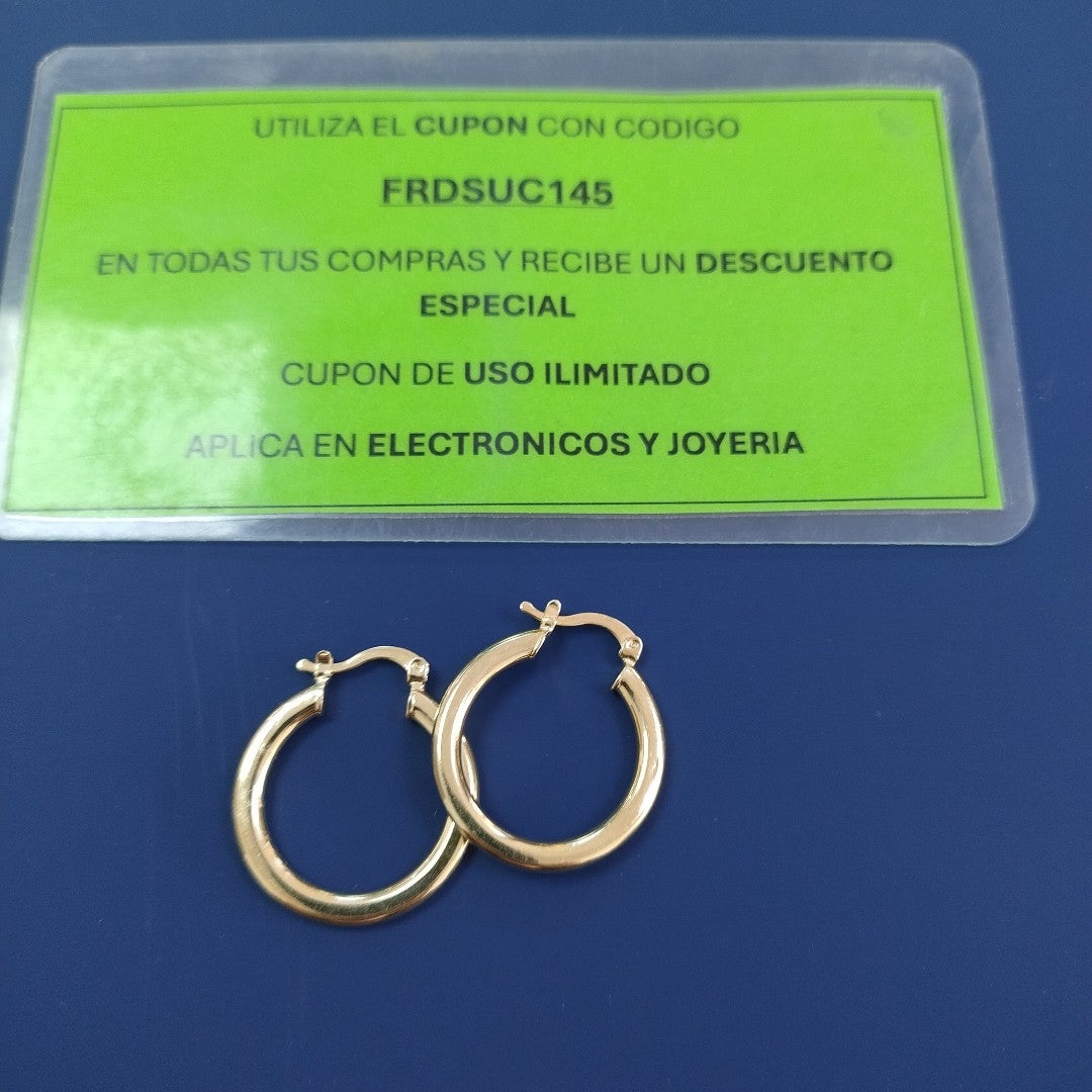 ARETES TEJIDO ARRACADA LISA 14K 2 GR (NUEVO)