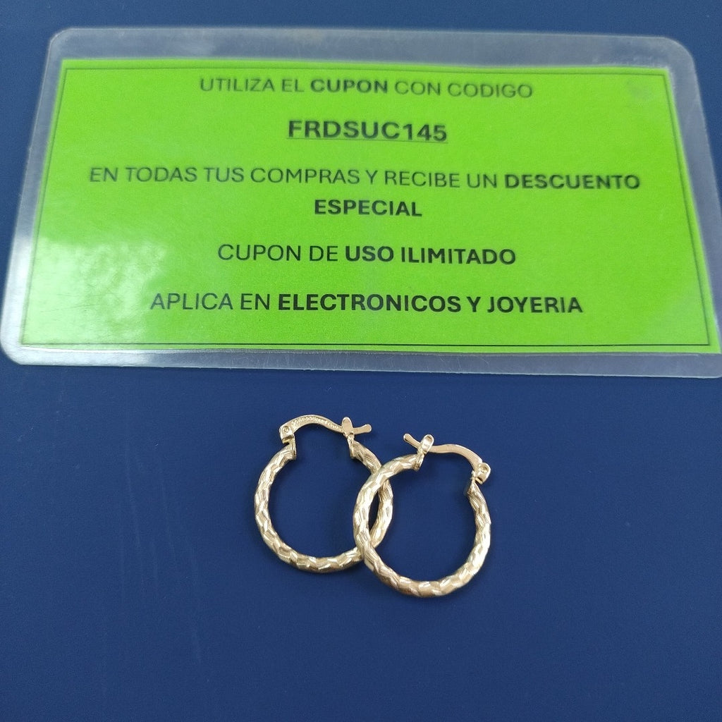 ARETES ARRACADAS LABRADAS 14K 2.2 GR (NUEVO)