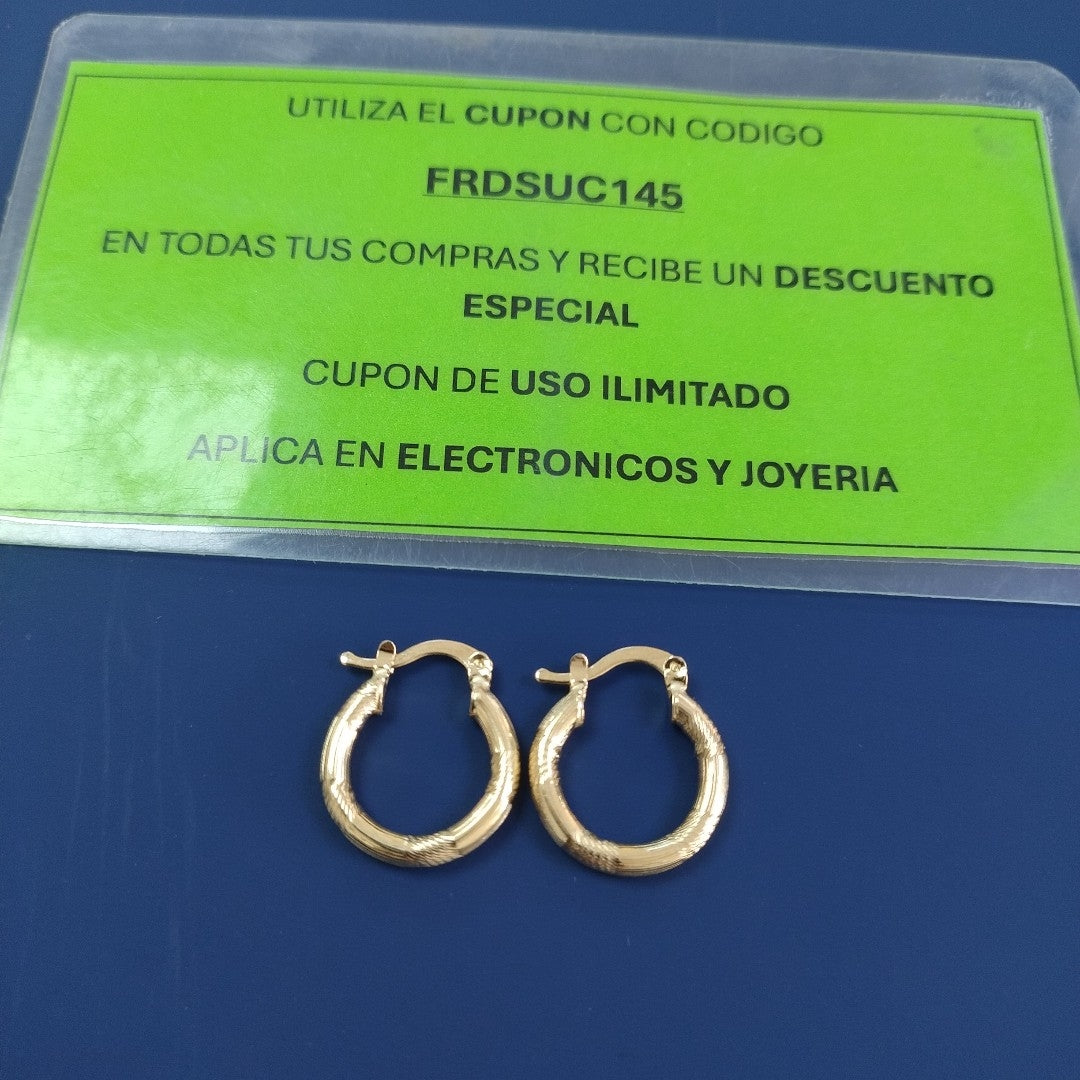 ARETES TEJIDO ARRACADAS CON DISEÑO 14K 2.6 GR (NUEVO)