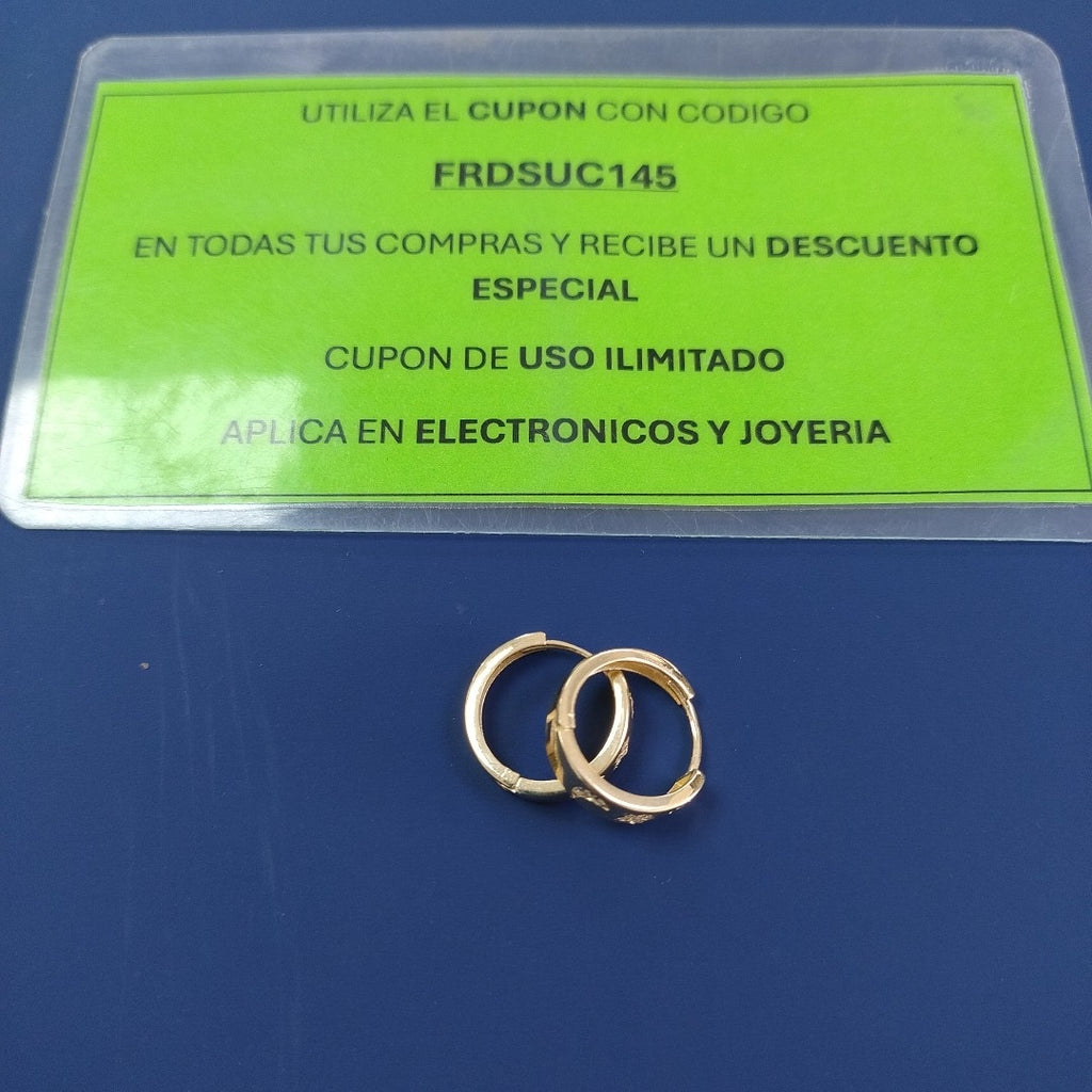ARETES TEJIDO HUGGIES CON CIRCONIAS 14K 2.8 GR (NUEVO)