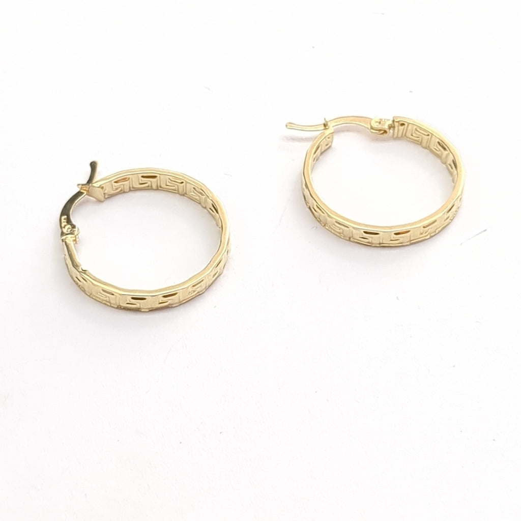 ARETES ARRACADA CON GRECAS 14K 2.1 GR (NUEVO)